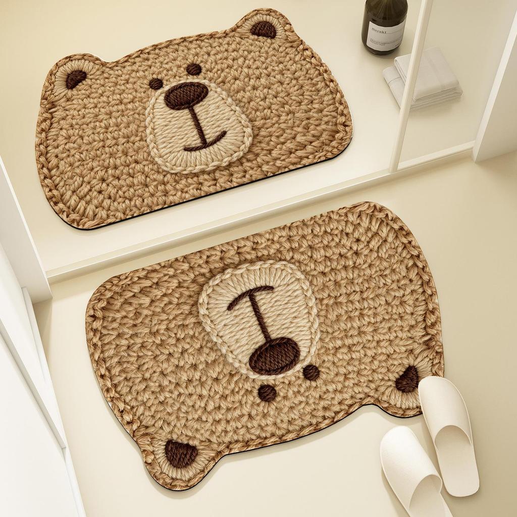 Cartoon Cute Quick-Dry Non-Slip Bathroom Mat - Absorbent, Dirt-Resistant, Easy-to-Clean Diatomaceous Earth Design.