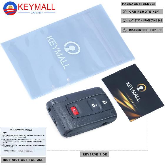 Smart Key Fob Keyless Entry Remote Transmitter Replacement for Toyota Prius 2004-2009 3 Button Ask 312MHz 4D69 Chip (FCCD:MOZB31EG P/N:89994-47061)