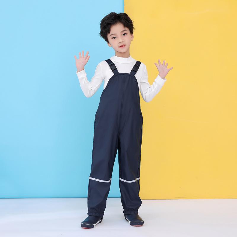 

Детский водонепроницаемый ПУ нагрудник, дождевые штаны - на вельветовой подкладке, ветрозащитные и дышащие, для весны и осени. 86-92 cm