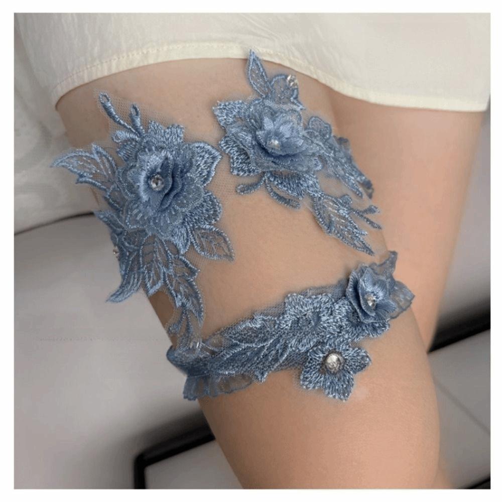 Giarrettiera da sposa con strass, cintura per coscia, gamba, anello in pizzo alla moda per donna