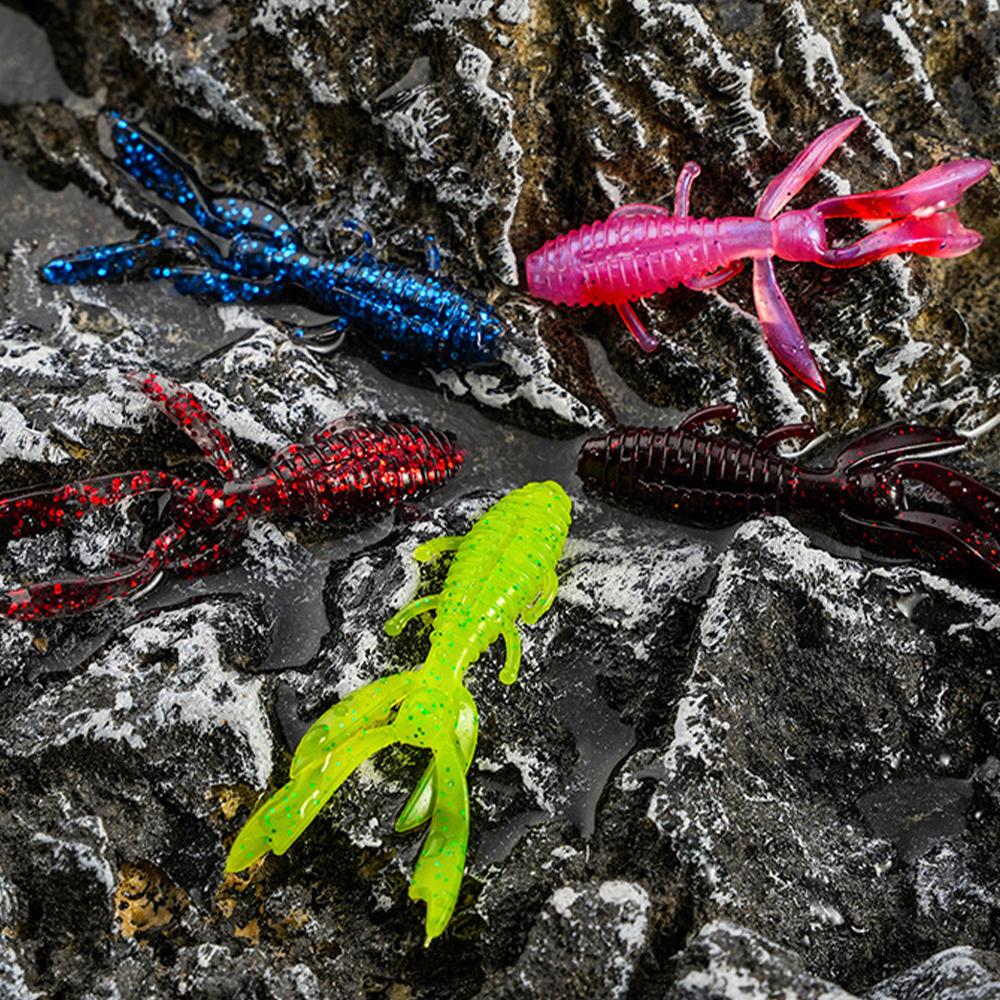 10PCS Leurre Écrevisse Flottant 6-7.2cm/1.7-2.5g - Appât Souple TPE Action de Ramper pour Pêche au Bar/Brochet Conception Fente Hameçon Anti-Herbe