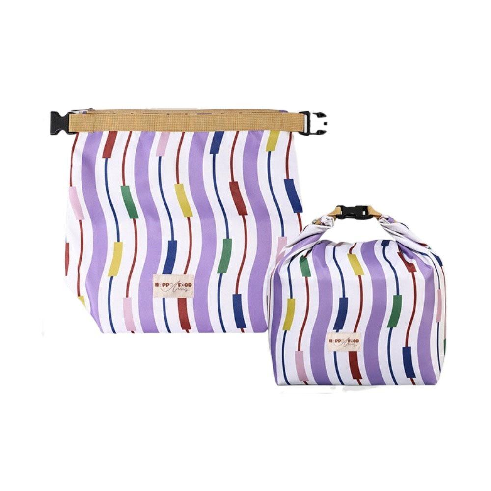 Foldable Striped   Folding Lunch Bag Insulated Insulated Bag Roll Top Food Box Bag  Office Workers фиолетовый