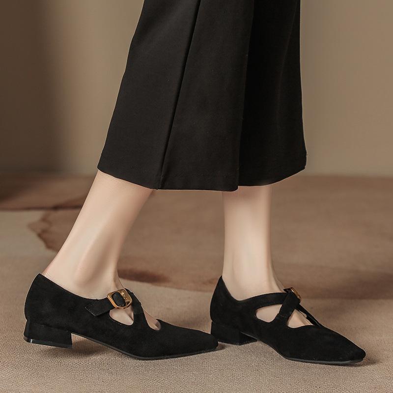 Maillard Leopardenmuster Mary Janes Damen Winterschuhe neu vielseitig kleiner eckiger Kopf flacher Ausschnitt dicker Absatz hohe Absätze