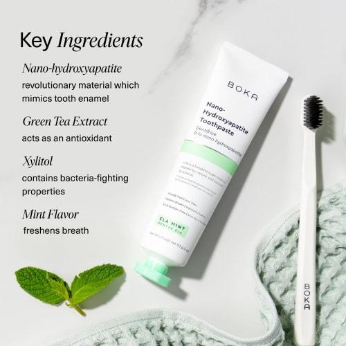 Boka Ela Mint Natural Toothpaste - Nano-Hydroxyapatite for Remineralizing and Sensitivity, Fluoride-Free I Dentist Recommended, Made In USA I 4oz