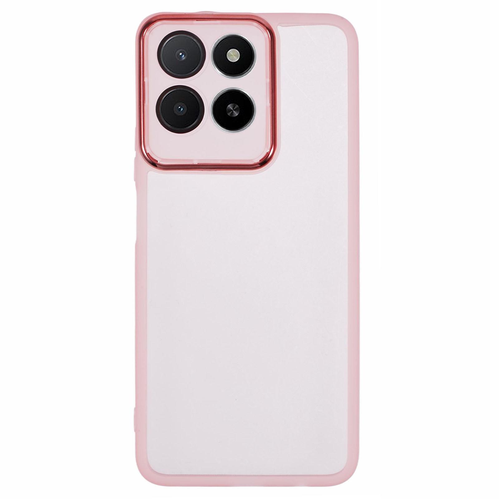 

For Honor X5b/X5b Plus Case Electroplated Camera Frame TPU Phone Cover Transparent Pink