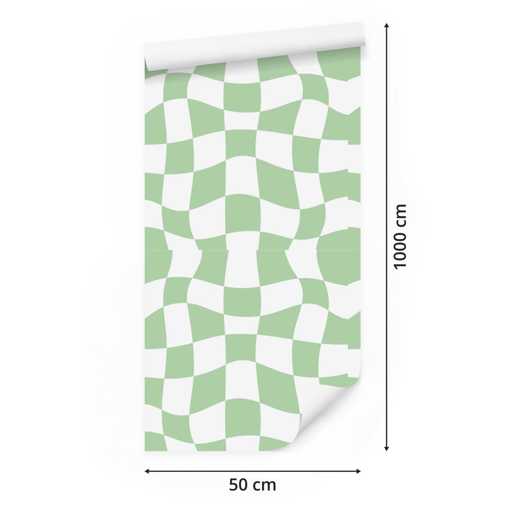 Casual checkerboard wallpaper white and mint for living room and bedroom 50x1000