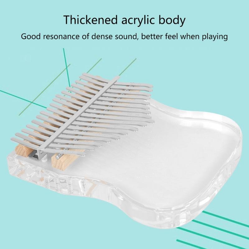 Portable 17 Keys Mini Kalimba Piano Clear Crystal Finger Piano Thumb Piano Musical Instrument Christmas Gift for Kids