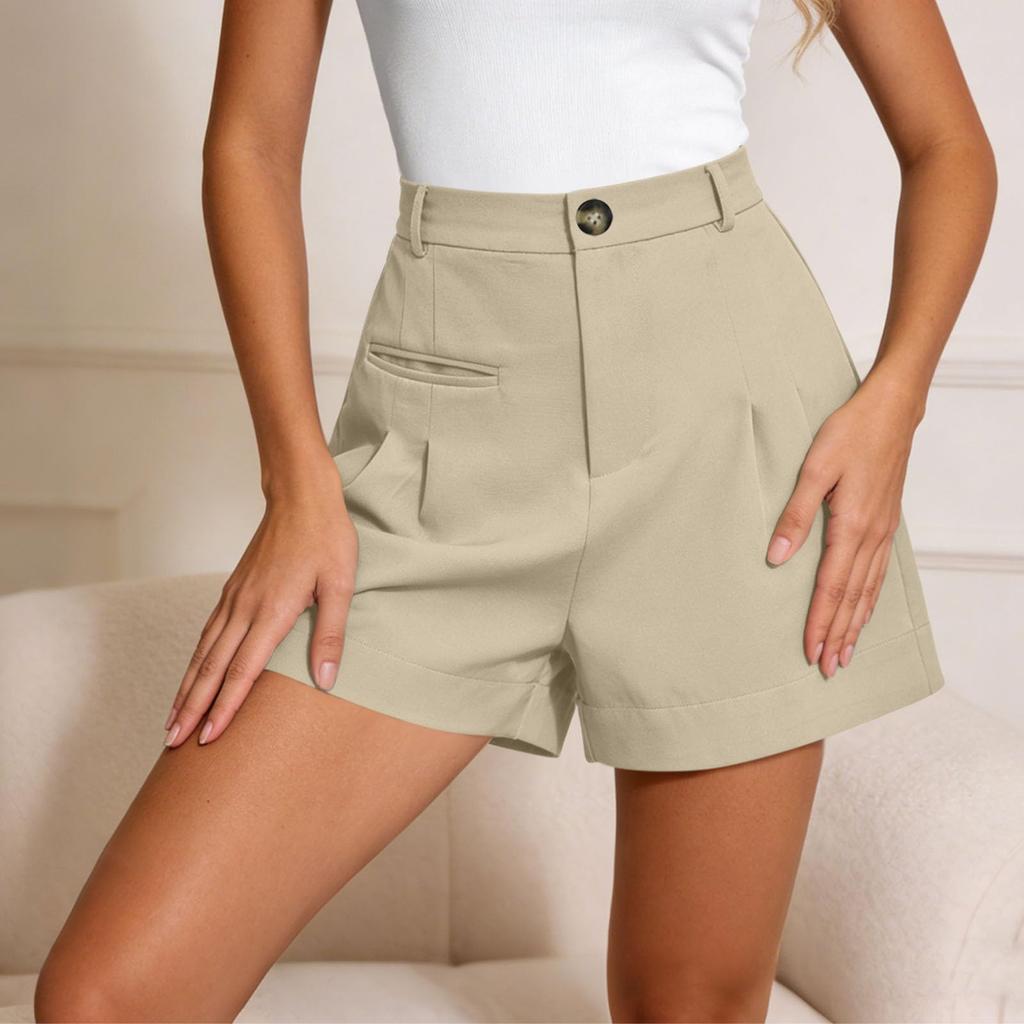 Womens  Casual Button Shorts Front Short Pants Wide Leg Short With Pockets