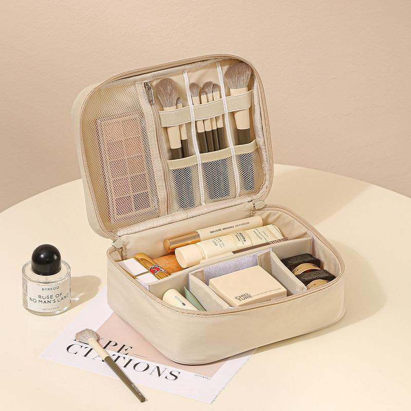 

Стильный портативный органайзер для туалетных принадлежностей и макияжа с разделителями, ткань Оксфорд, идеально подходит для путешествий