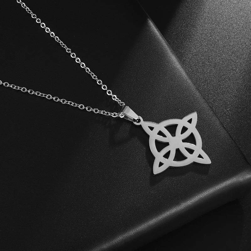 Witchcraft Knot Necklace Irish Trinity Knot Triple Spiral Pendant Stainless Steel Ankh Cross Pentagram Amulet Jewelry