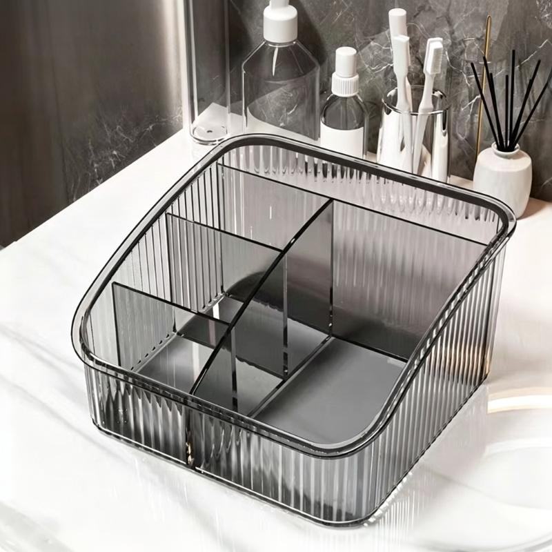 5 Grid Clear Trapezoidal Desktop Storage Box Waterproof Plastic Organizer for Dressing Table Nail Polish Holder Storage