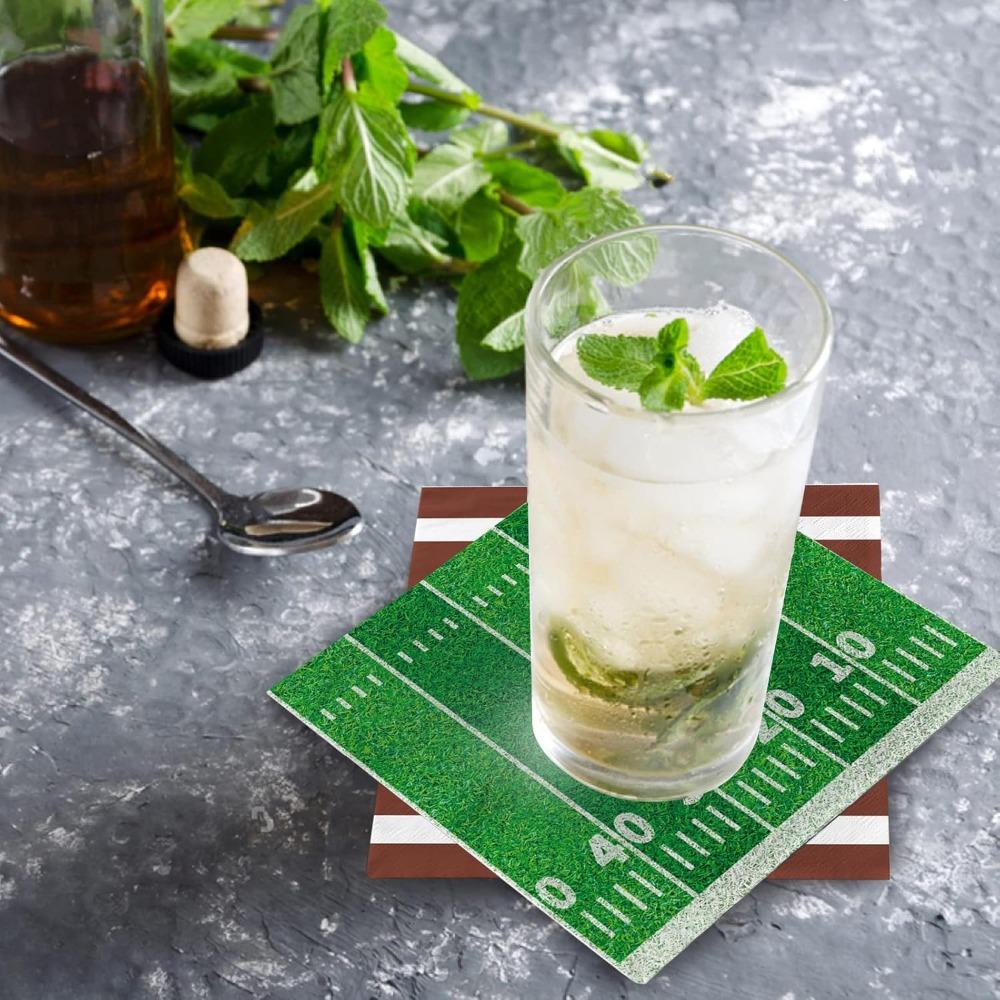 80pcs Football Birthday Party Supplies Disposable Paper Cocktail Napkins for Tailgate Party Decorations