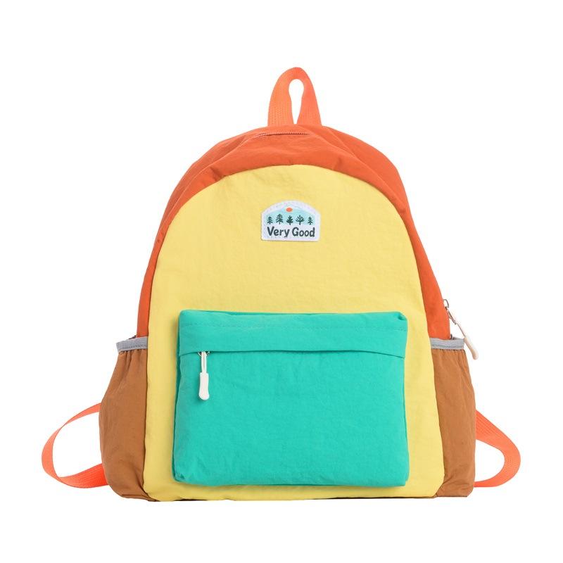 Spring/Summer 2026 Color Block Kids' Backpack: Contrast Color Kindergarten & Casual Outing Bag