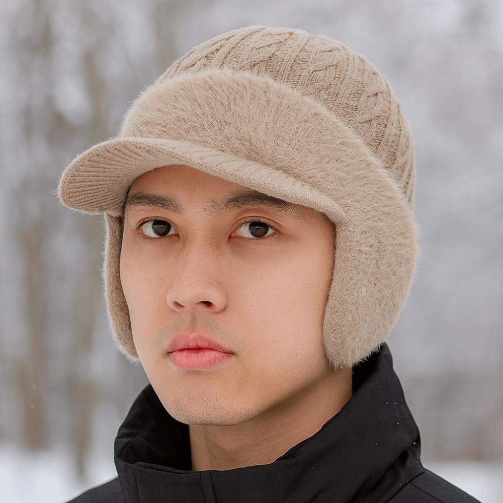 Warm Baseball Knitted Cap Thickened Knitted Peaked Hat Ear Protective Ear Protector Cap Winter