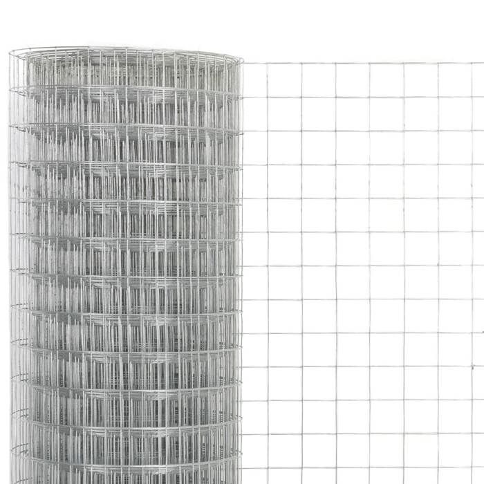 VidaXL Metal Wire Mesh Steel 10x1.5 M Square Silver Trellis Garden Fence 143613
