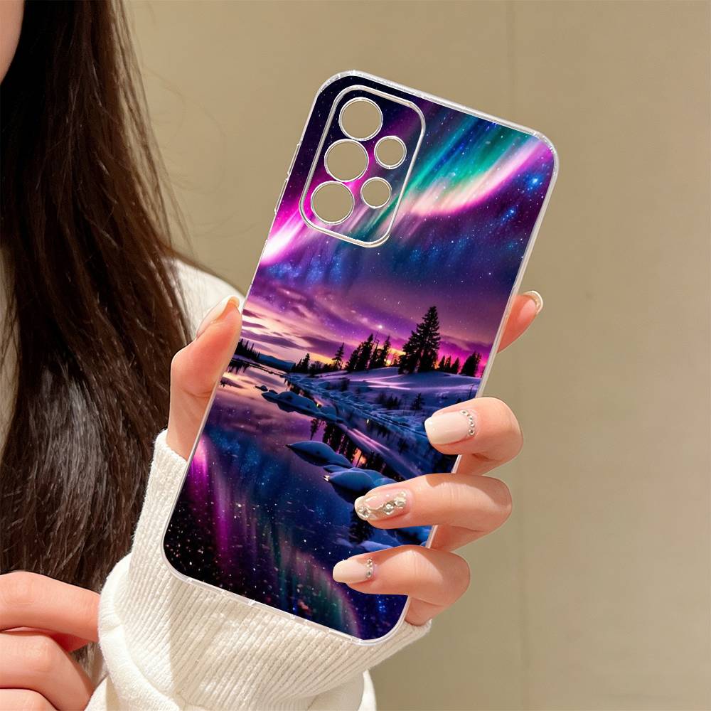 Northern Lights  Phone Case Transparent Silicone Soft For Samsung S25,S24,S21,S22,S23,S30,Ultra,S20,Plus,Fe