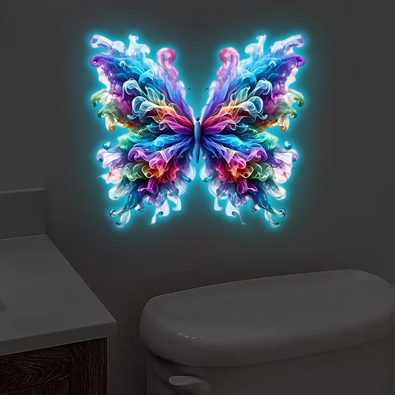Luminous Colorful Butterfly Wall Sticker, Glow-In-The-Dark Toilet Sticker, Self-Adhesive And Waterproof, A Great Home Decor