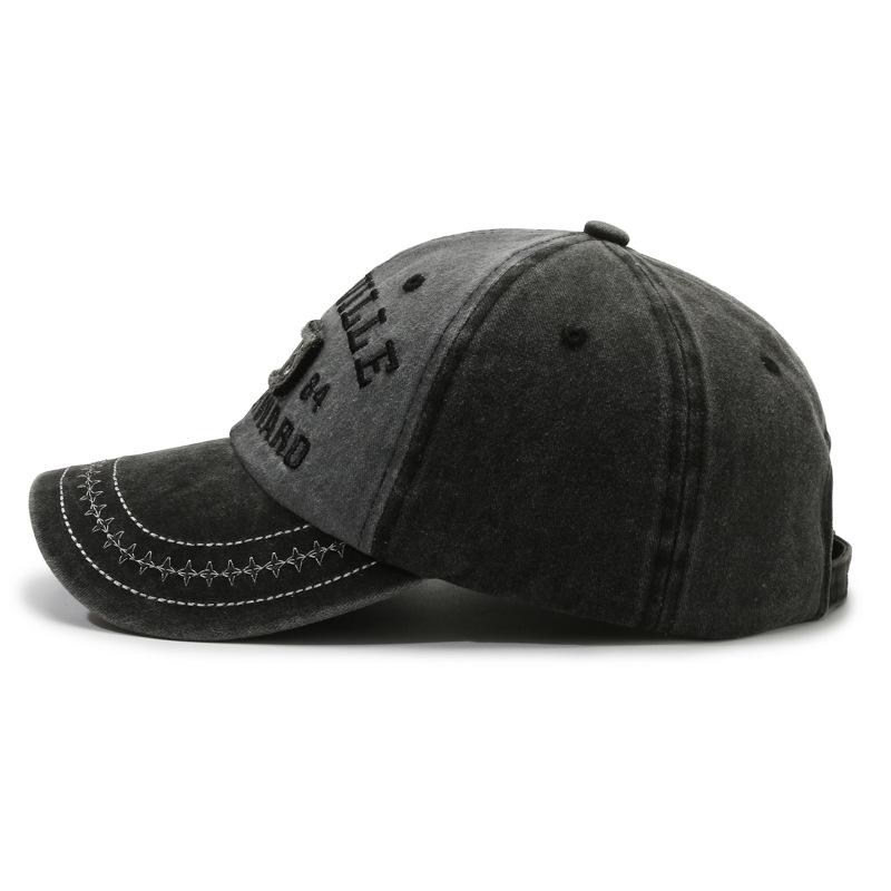 Matching Washed Denim Baseball Caps – Embroidered Letter Design, Korean Streetwear Style for Him & Her