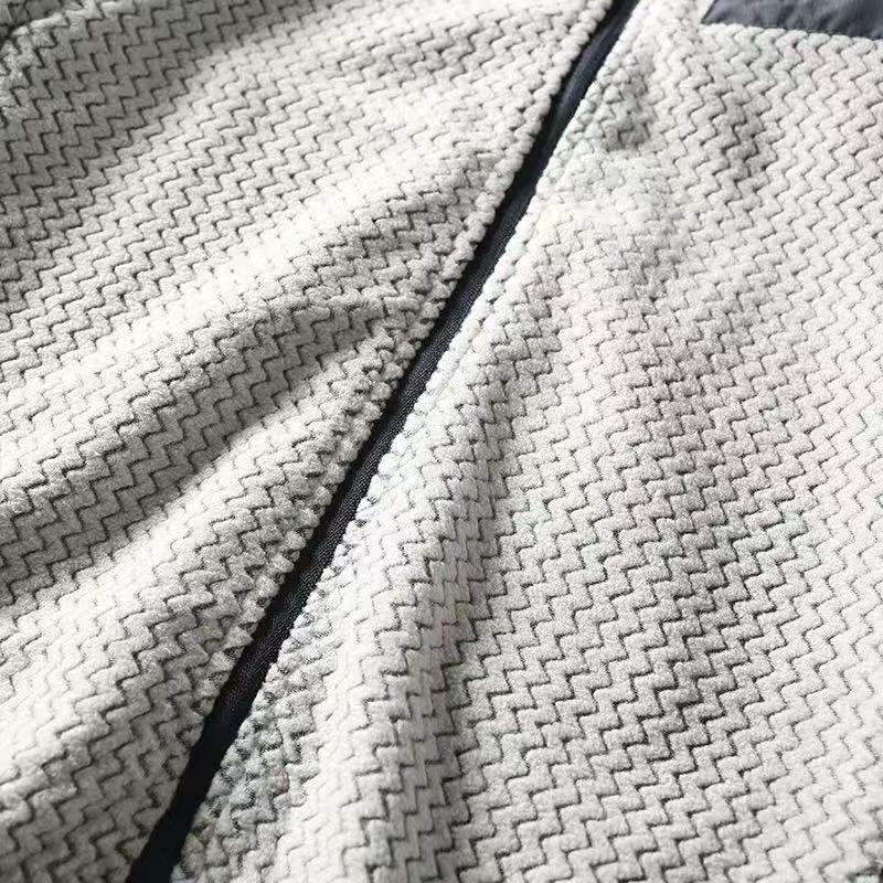 Lerchen-Fleecejacke: Warm, Modisch, Stehkragen-Design für alle Jahreszeiten, Wandern und Bergsteigen - Unisex mit trendigem Wellenmuster.