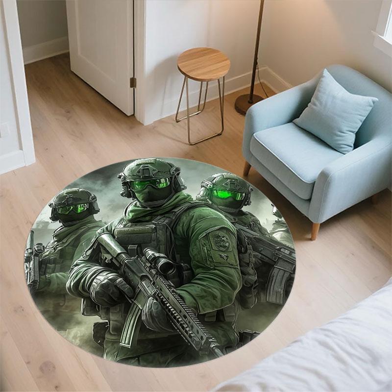 Warrior Art pattern round rug,Carpet Rug for Living Room Bedroom Playroom ,Non-slip Floor Mat,Holiday Gifts and Birthday Gifts.