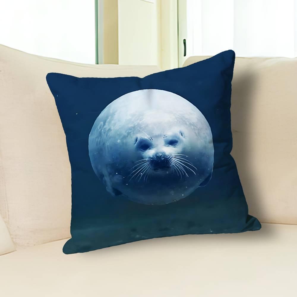 Funny S-Seal Sea Various Sizes Square Pillow Case For Car Home Bedchamber Decor Custom Valentine gift
