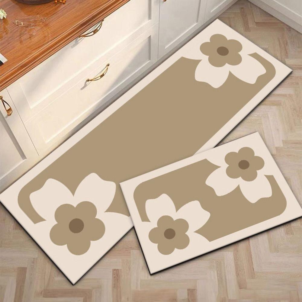 Practical Geometry Pattern Kitchen Floor Mat Extended Absorbent Kitchen Carpet Rectangular Thickened Doormat Corridor