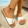 European and American fashion belt buckle open-toed cool slippers women's foreign trade thick-soled muffin slippers women's shoes large size Xia Xin