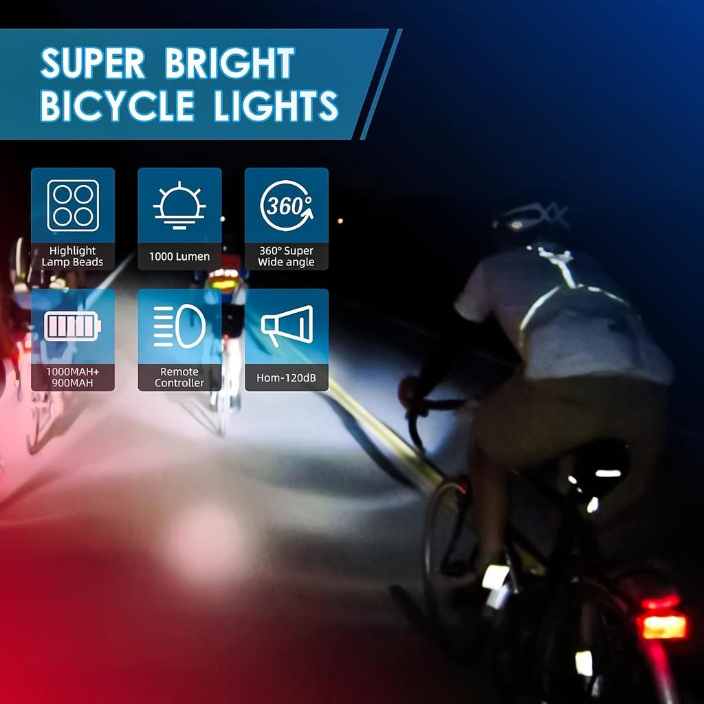 2er-Pack USB-wiederaufladbares Fahrradlicht-Set, superhelle LED-Frontscheinwerfer & rotes Rücklicht, Sicherheits-Nachtfahr-Warnleuchte für Fahrrad