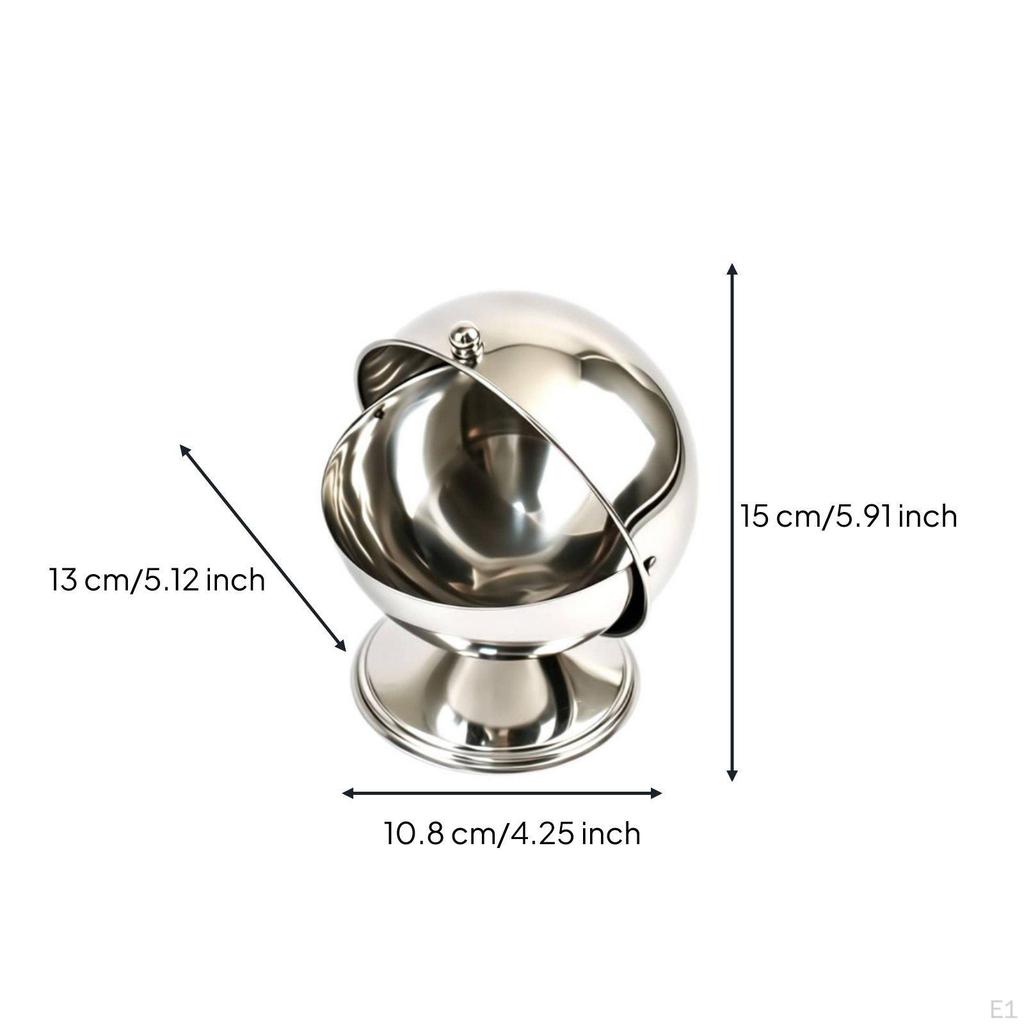 Sugar Cube Holder Easy to Sleek Globe Shape Bowl Stainless Steel Candy Jar for Tabletop