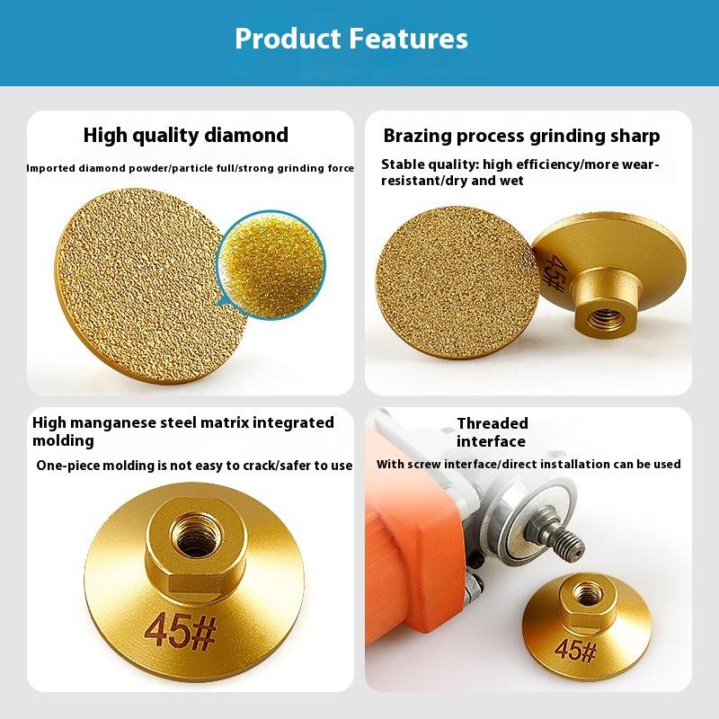 2 Inch Angle Grinder Flat Grinding Head For Stone Marble Quartz Stone Ceramic Tile Trimming Joints Polishing, Sanding Pads