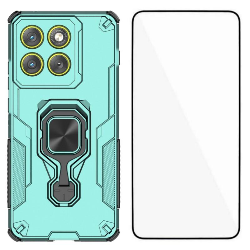 For Motorola Edge 70 5G Phone Case WANLONFENG PC TPU Back Cover Kickstand with Tempered Glass