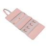 Travel Jewelry Bag Roll PU Leather Roll Up Jewelry Pouch with Multiple Pockets Pink