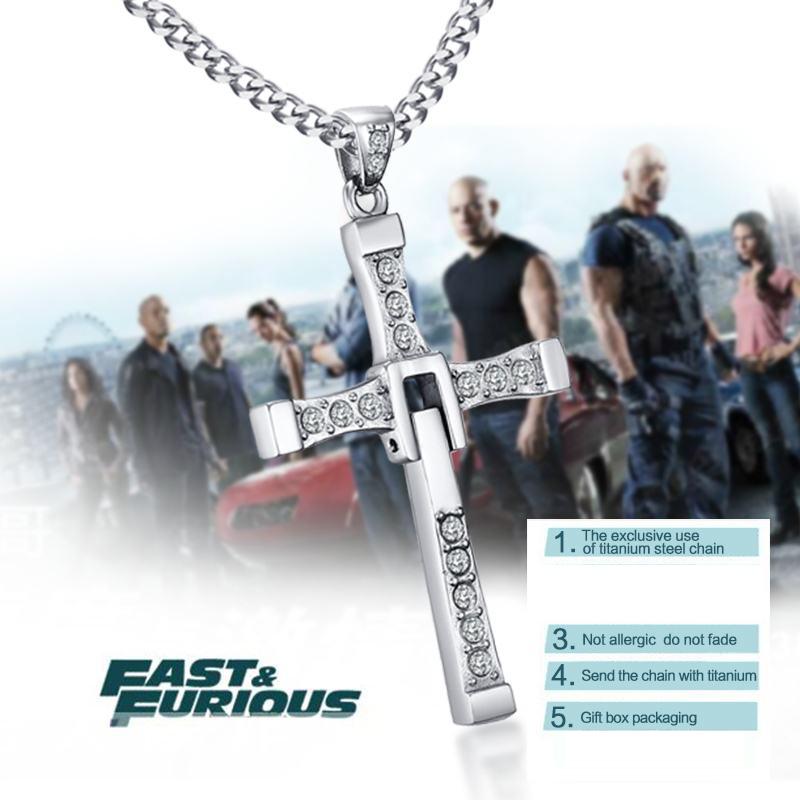 Vnox Collana Ciondolo Croce in Acciaio Inossidabile 316l The Fast and the Furious 8 Alta Qualità per Buon Gusto Regalo Maschile