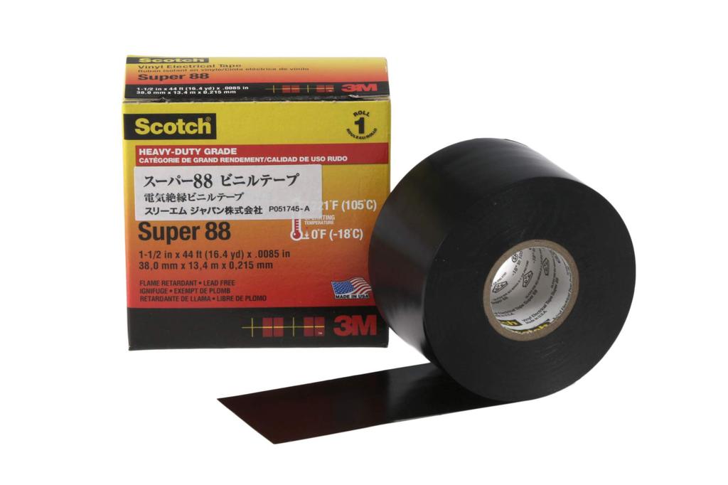 3M Scotch Super 88 Harness 38mm x x Electrical Insulation Tape, Black, 0.22mm 13m,