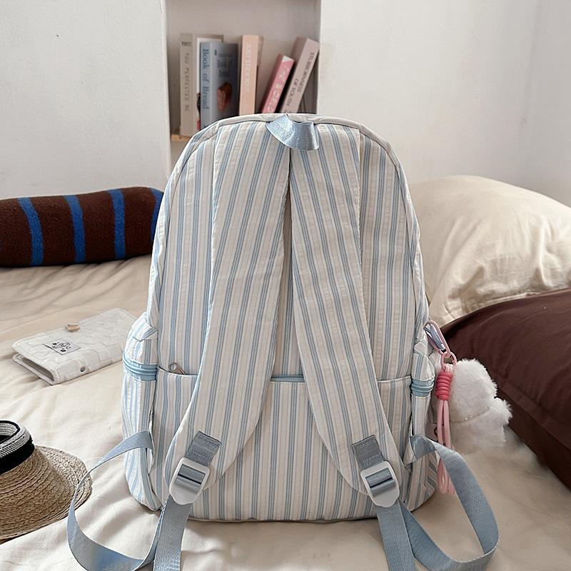 Schoolbag high value Japanese ins new fresh and sweet striped backpack junior high school students lightweight large capacity backpack