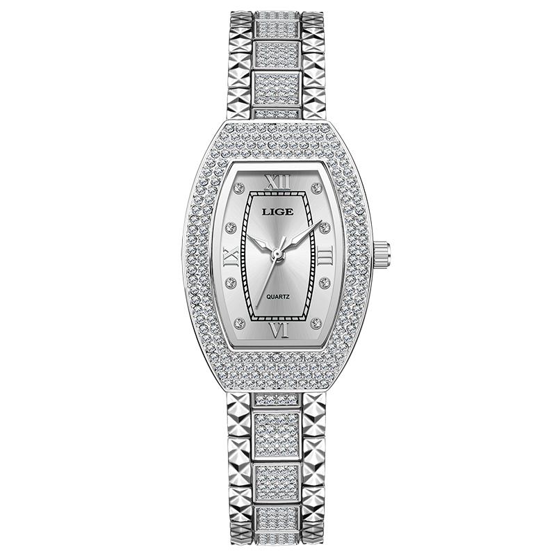 LIGE Fashion Ladies Watches Classic Elegant Women s Bracelet Watch Outdoor Sports Waterproof Quartz Watches Gift For Women+Box серебряный