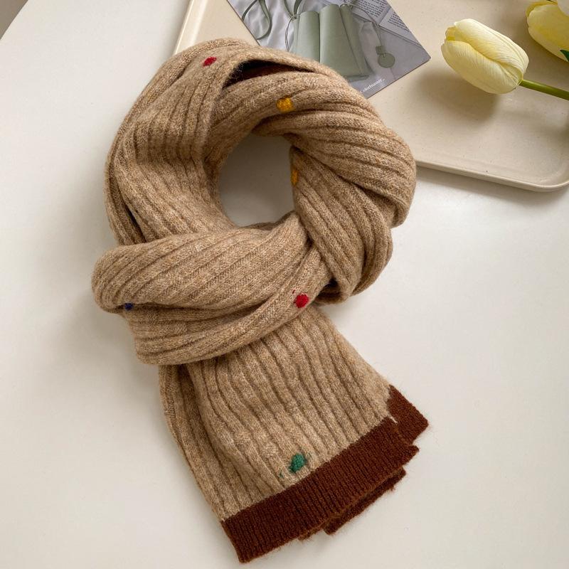 Girls' new winter versatile student gift warm scarf with wool knitted wool scarf