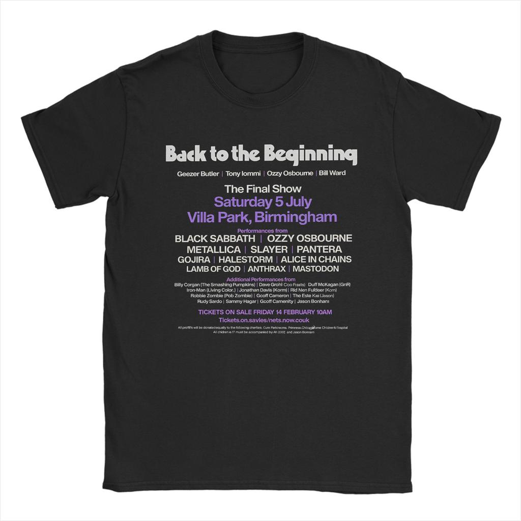 Czarny T-shirt Black Sabbath Ozzy Osbourne dla mężczyzn Trasa Back To The Beginning Bawełniany T-shirt z okrągłym dekoltem i krótkim rękawem Ubrania