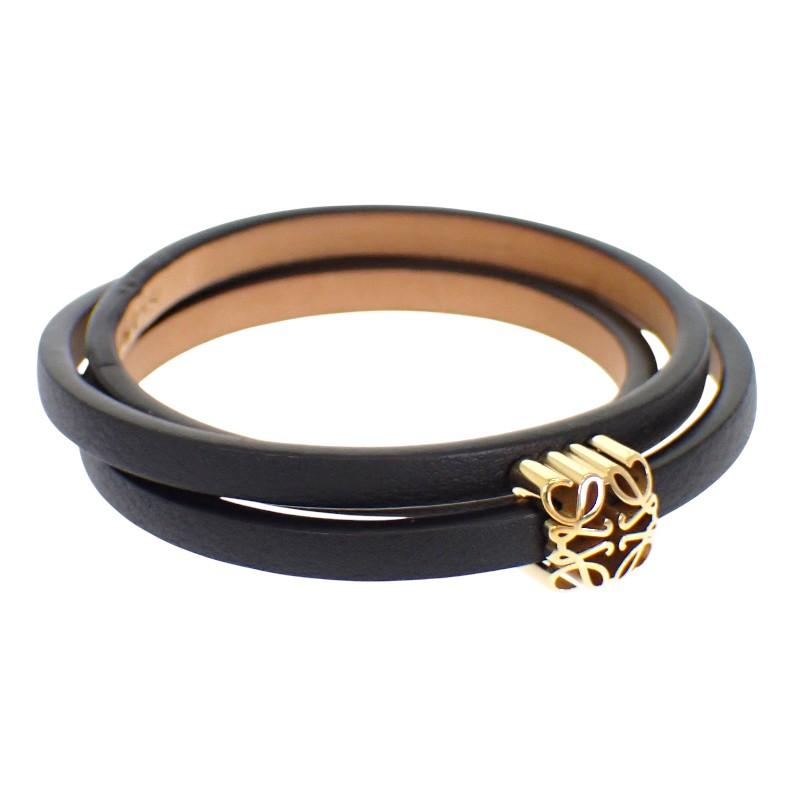 Loewe J242TWLX03 S pulseira preto Pele de bezerro/Latão Mulher