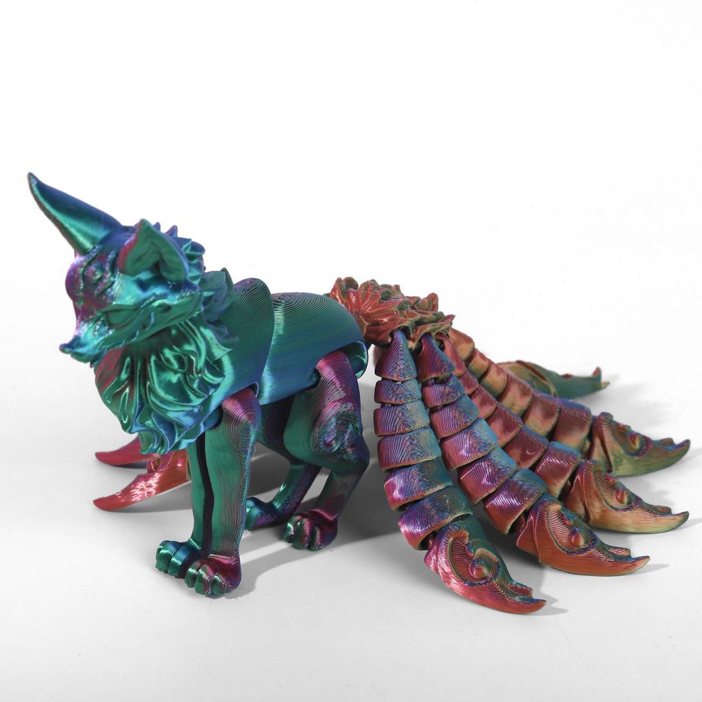 3D Printed Nine Tailed Fox Figurines Articulated Fox Figurines Flexible Joint Fox Miniatures Figurines Home Decoration Crafts