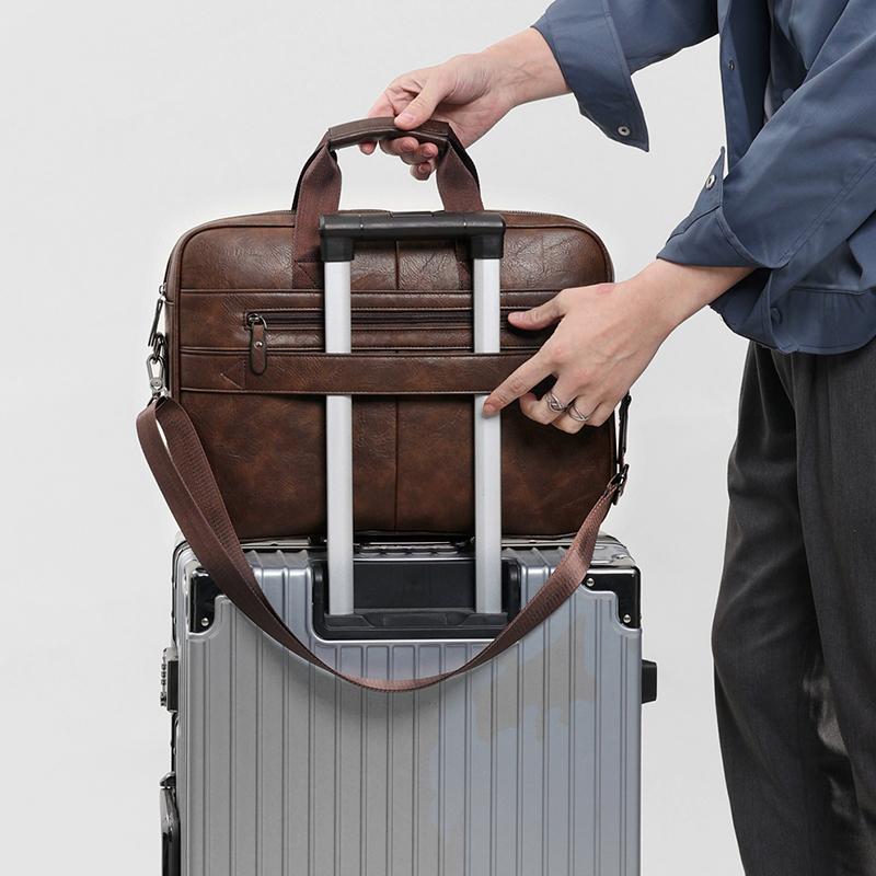 Teczka biznesowa z wieloma zamkami błyskawicznymi o dużej pojemności Torba na laptopa 15,6 cala Męska torba na ramię/przez ramię