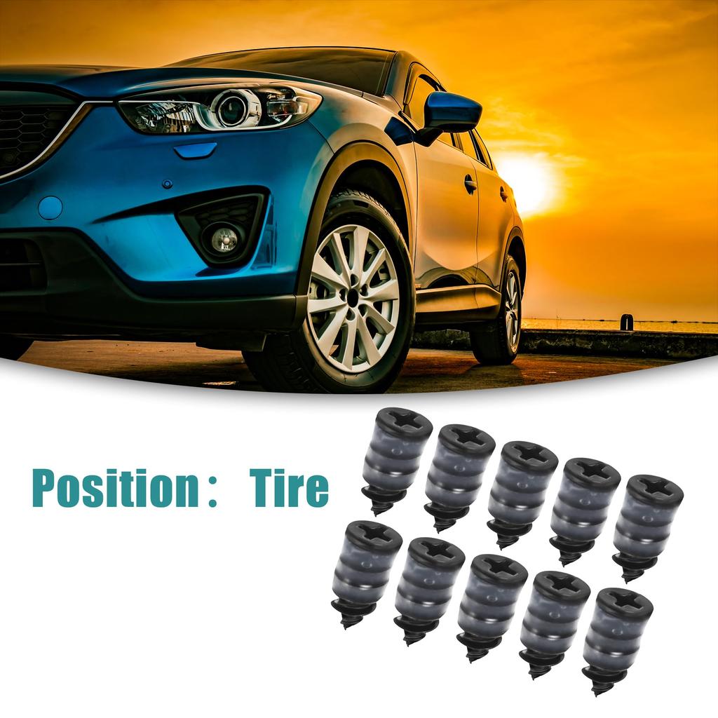 ACROPIX Rubber Nail Fast Tool Tire Repair Self Service Tubeless Rubber Nails 14x7mm Black 10pcs