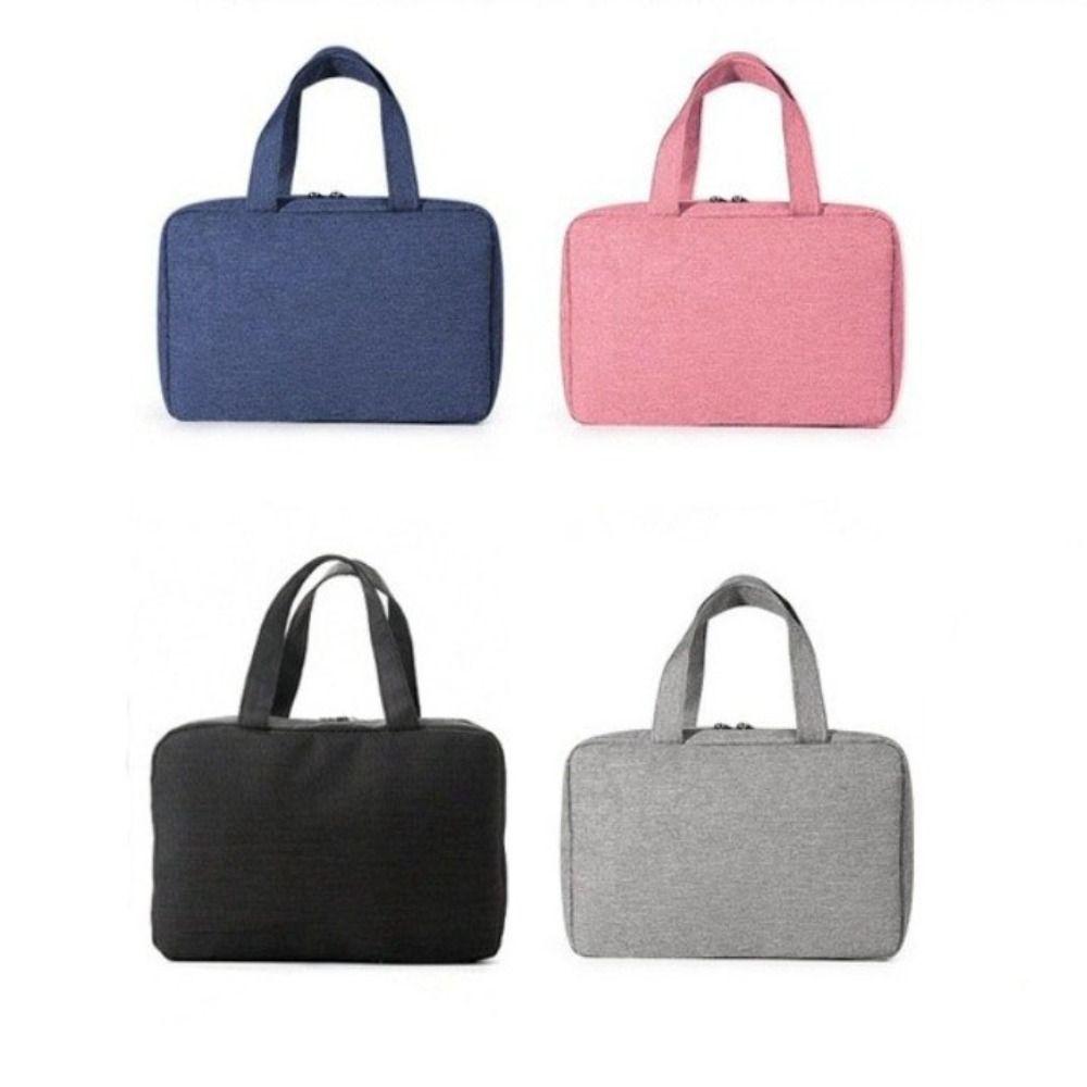 Solid Color Makeup Bags Large Capacity Wash Pouch Casual Hanging Cosmetic Bags Bathroom
