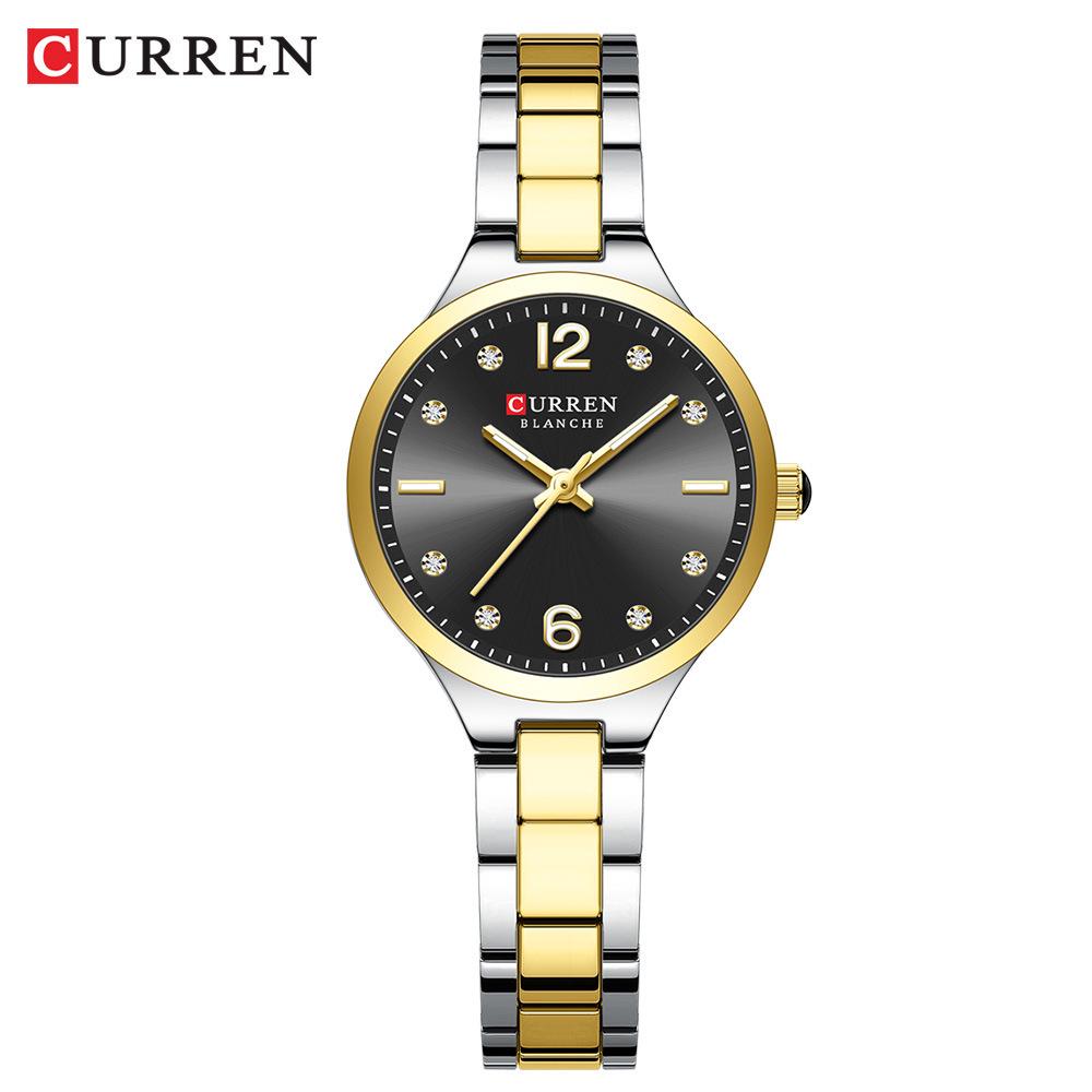 Curren 9105 Women s Fashion Watch - Casual Steel Band for Students чёрный/золотой