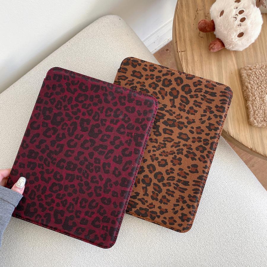 For IPad 5 6 7 8 9 10th Generation Case Air Pro 2024 MINI 3 4 Pro 11 Inch Leather Cover Leopard-print 3-fold Stand