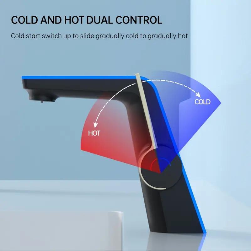 Modern Bathroom Faucet with Digital Temperature Display - Touchscreen-like interface, No Battery Celsius/Fahrenheit Switch