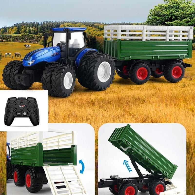Farmer Car Remote Control Tractor Trailer 2.4G RC Tractor Simulation Engineering Construction Truck Model Toy Tillage Machine
