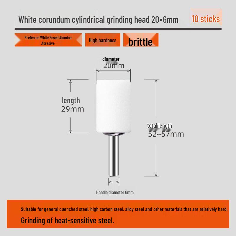 

Ceramic White Corundum Cylindrical Grinding Stones (10-Pack)