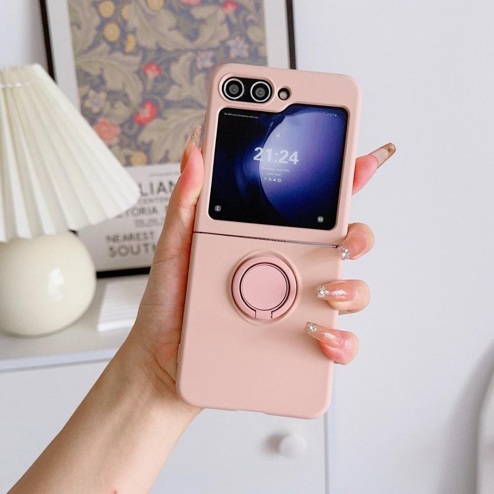 High Quality Soft Liquid Silicone Fold Phone Case for Samsung Z Flip 7 6 5 4 Shockproof Candy Color Ring Holder Cover