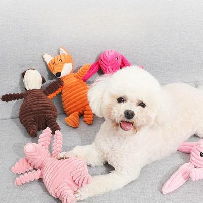 Hundespielzeug mit Geräuschen, niedliches Spielzeug aus Cordstoff in Tierform, lindert Langeweile, interaktives Spielzeug zum Zähneknirschen für Haustiere, Heimtierbedarf